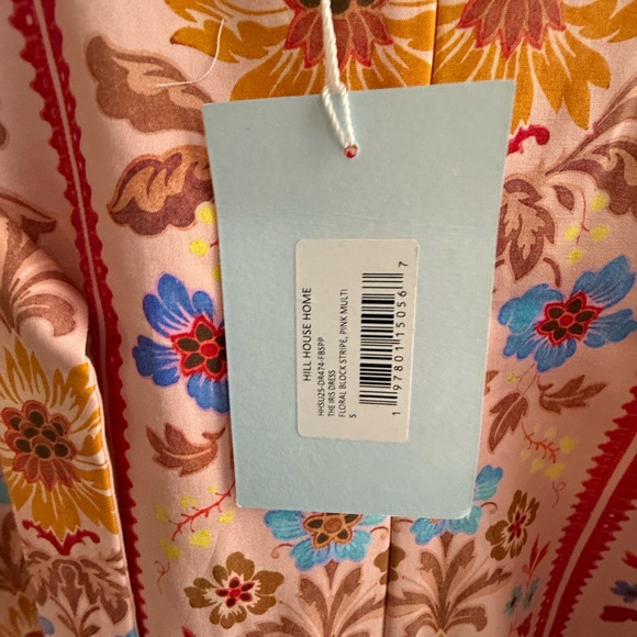 Hill House Pink Floral Midi Dress with Blue and Yellow Accents - Picture 2 of 5